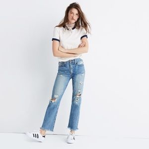 Rivet & Thread High Rise Frayed Hem Straight Jeans
